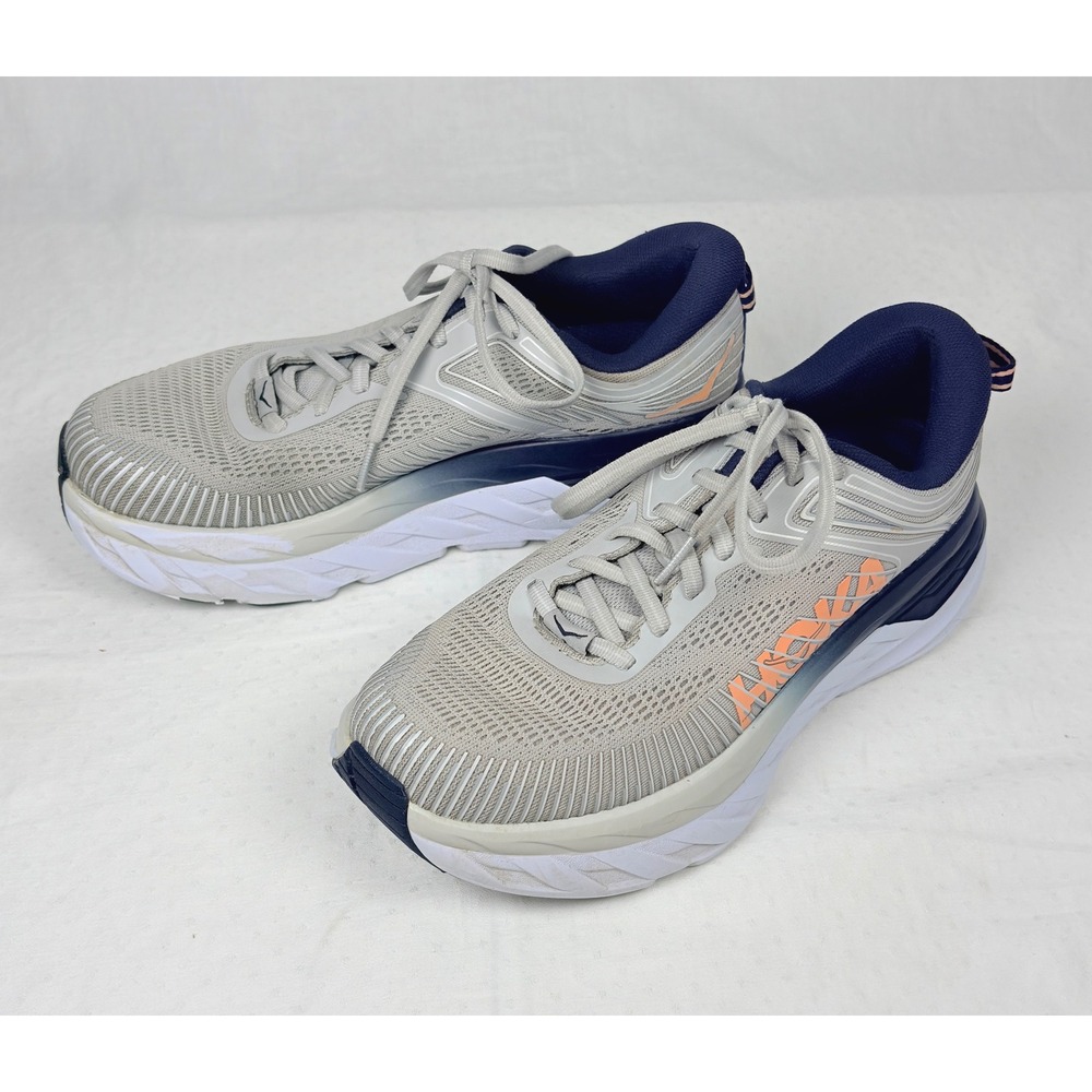 Hoka One One Bondi 7 Wide Womens 8 Running Shoes Light Blue Indigo 1110531